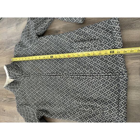 LL Bean Zip Sweater Jacket Womens Small Sherpa Lined Cinch Waist Gray Birds Eye - Picture 7 of 11